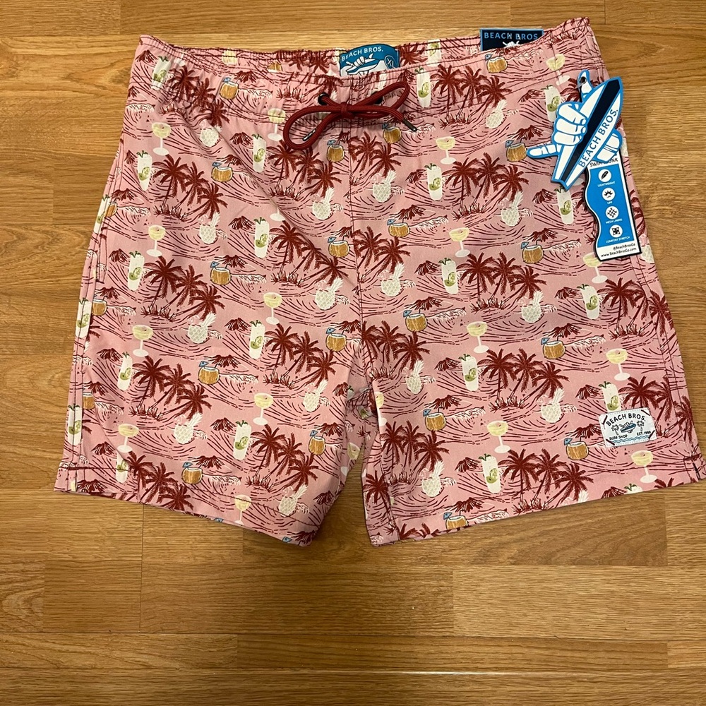 Beach Bros Men’s Swim Trunks XL NWT – Beach Drink Print